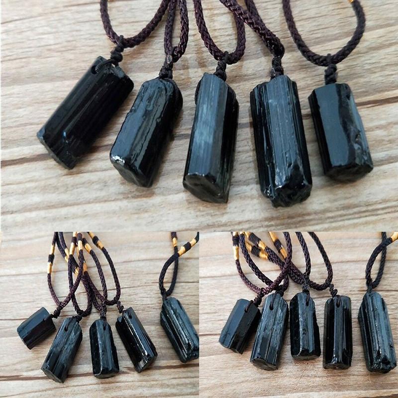 Natural Raw 105pcs Black Tourmaline Schorl Pendant Crystal Chunk Necklace Stone