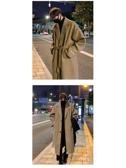 Unisex Over-the-Knee Wool Trench Coat - Mid-Length, Stylish High-End Winter Outerwear