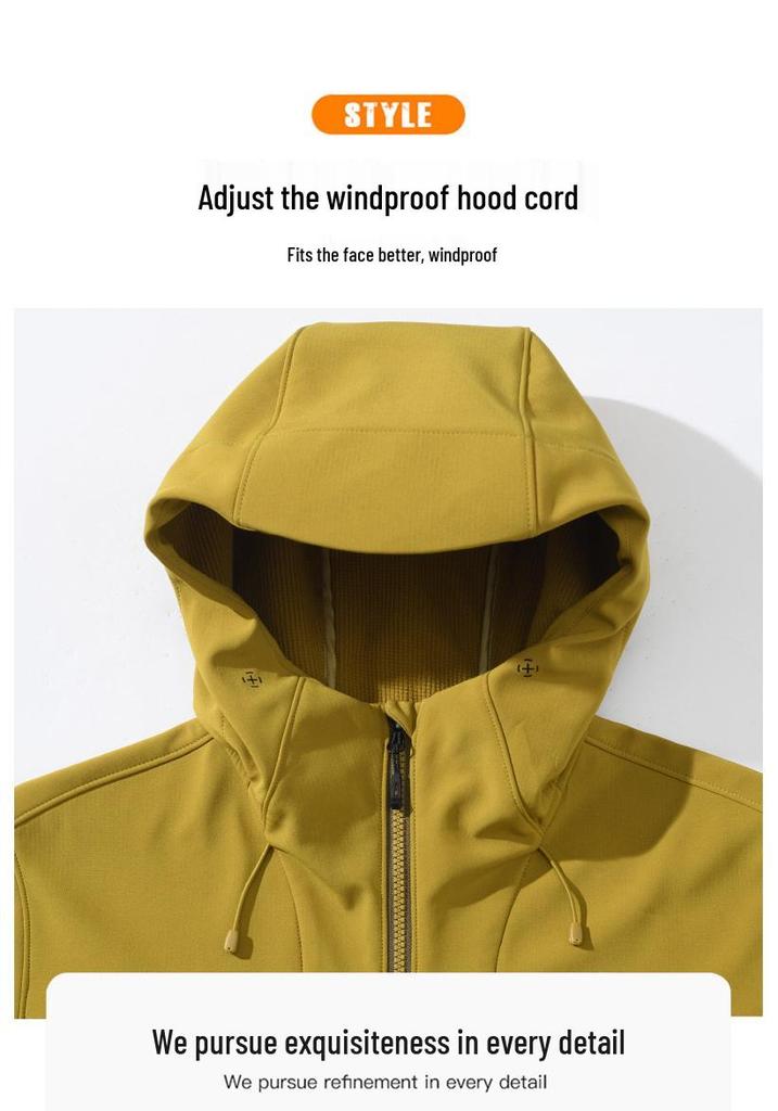 Unisex Waterproof Soft Shell Trekking Jacket with Fleece Lining and Hood for Outdoor Sports