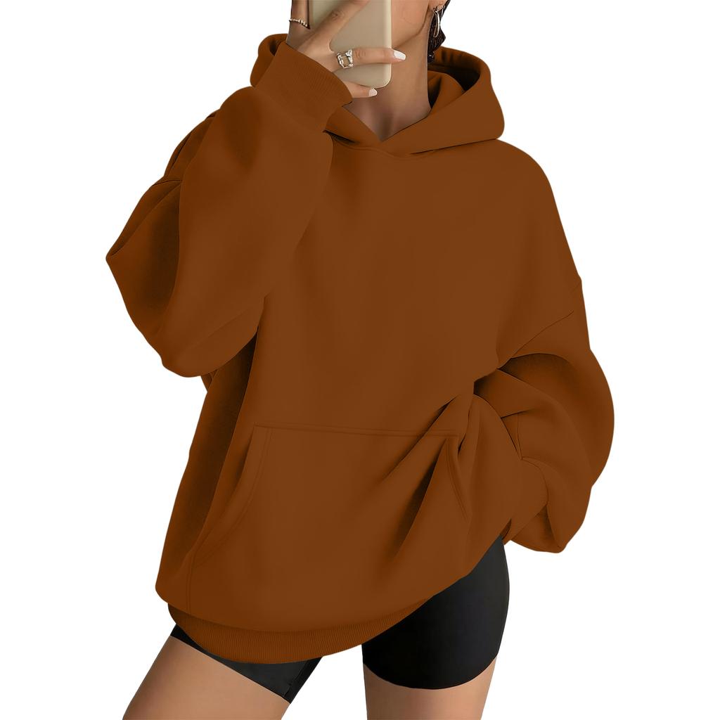 Women's Casual Loose Fit Hoodie with Drop Shoulder and Long Sleeves Pullover Sweatshirt