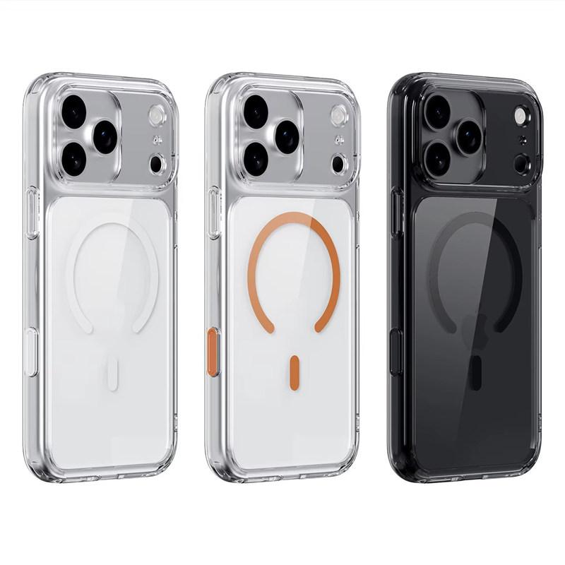 Luxury Magnetic Magsafe Phone Case For iPhone 17 Pro Max 17Air 17Pro 17 Transparent With Camera Button Wireless charging Cover