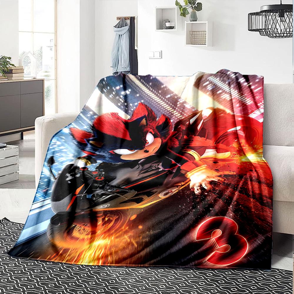 1pc Sonic Hedgehog Adventure Flannel Blanket for Super Soft Cute Comfort Blanket for Travel Bedding Couch Sofa Blanket Y73029