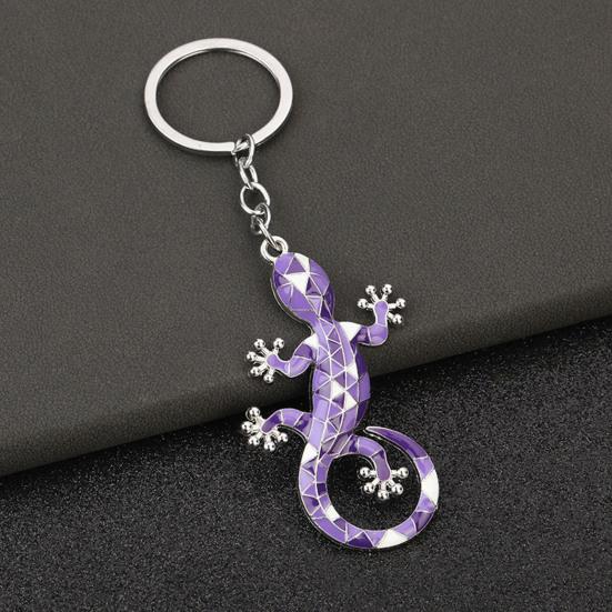 Keychain Pendant Geometric Pattern Imitation Gecko Design Zinc Alloy Key Chain Electroplated Design Key Holder Backpack Car Accessory