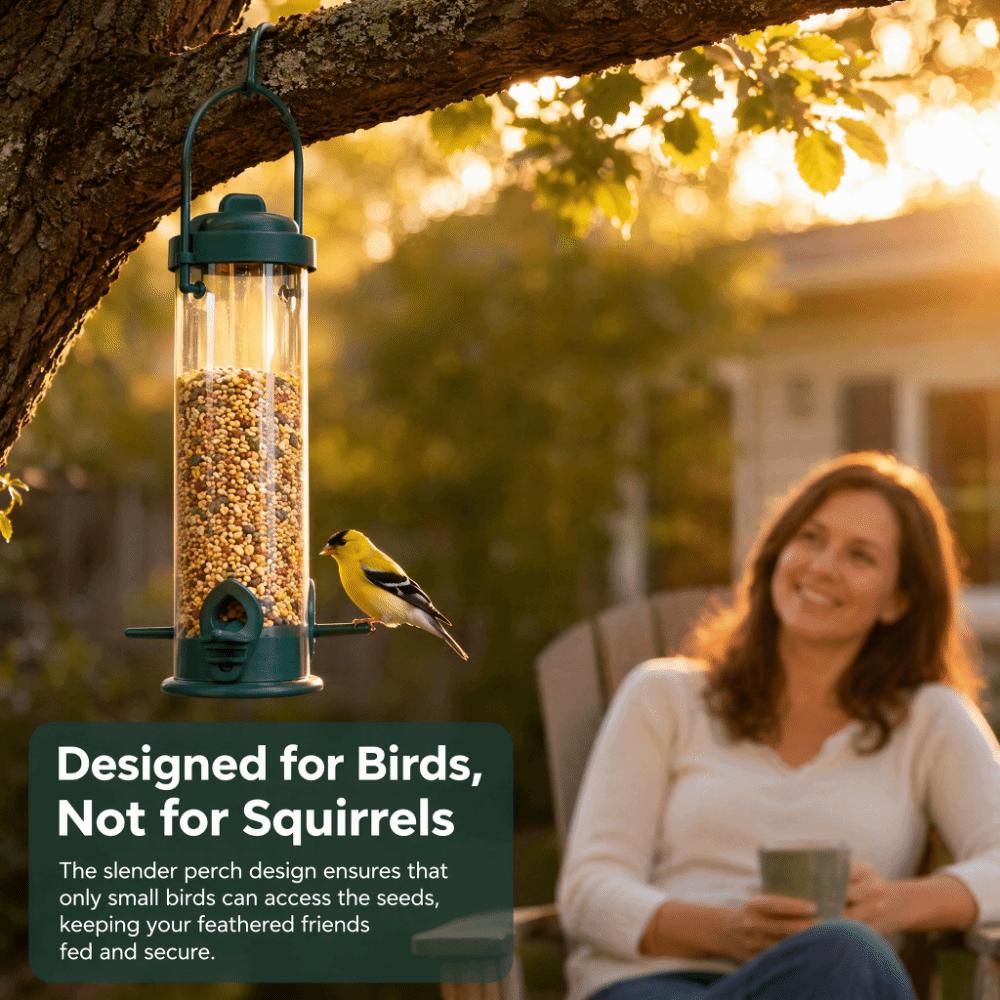 2 Sets Transparent Hanging Finch Feeder Plastic Hanging Bird Feeder Garden Decoration