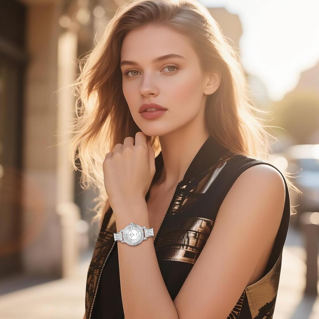 Süße Damen-Diamantuhr mit funkelnden Strasssteinen: Analog, Wasserdicht, Modeaccessoire - Valentinstag, Weihnachten, Geburtstagsgeschenk