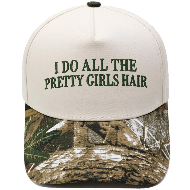 PRETTY GIRLS HAIR Fun Embroidery Color Matching Truck Driver Hat Men's and Women's Casual Sun Hat