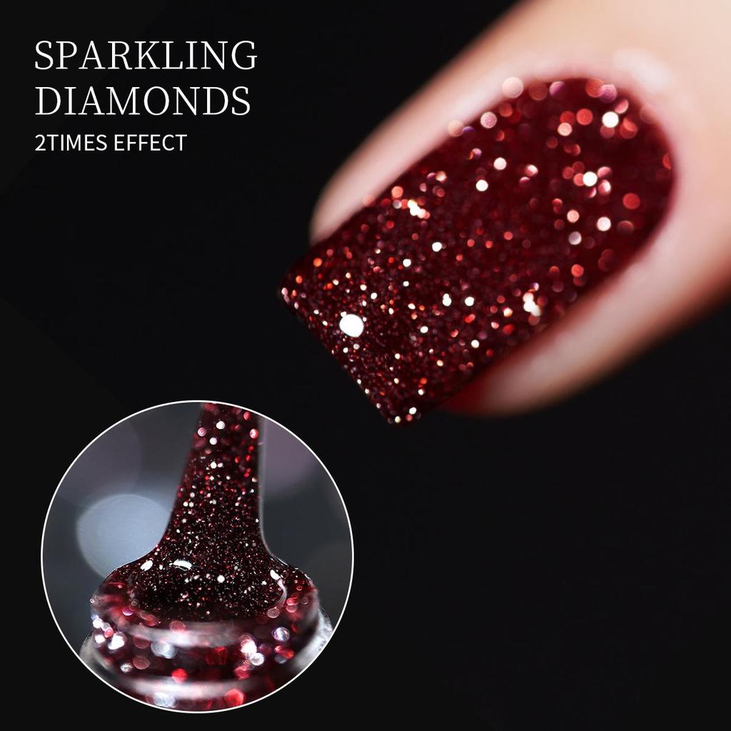 2025 Dazzling Wine Red Cherry Glitter Gel Nail Polish