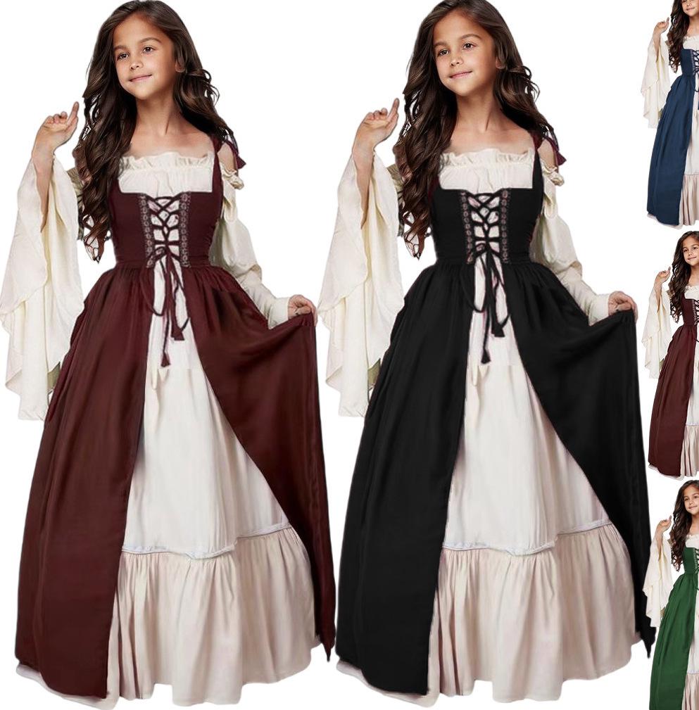Medieval Renaissance Princess Dress with Binding Waist - Vintage Halloween Costume