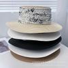 French elegant flat-brimmed straw hat women's spring summer outing beach hat versatile face small sun hat