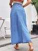 Cross-border Women's European & American Casual High Waist A-line Denim Midi Skirt