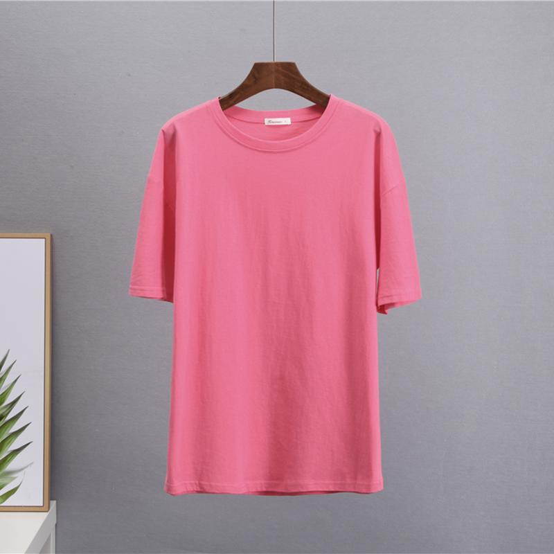 Hirsionsan Basic Cotton T Shirt Women Summer New Loose Solid Tees 19 Colors Casual Loose T Shirt Female Oversized O Neck Female Tops