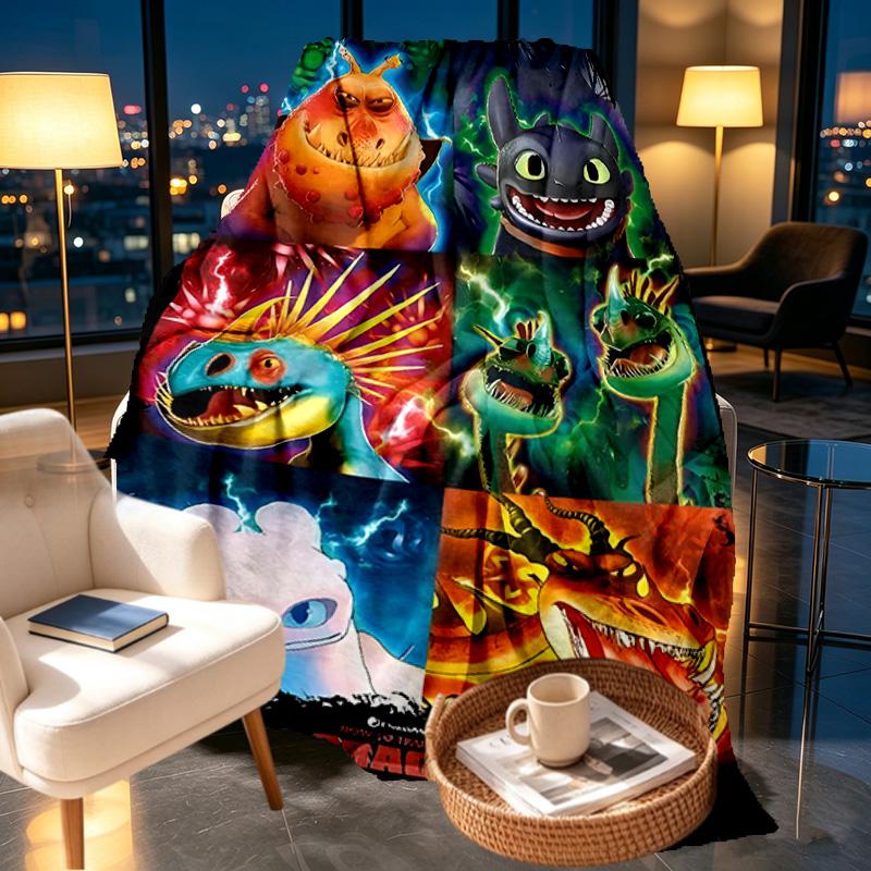 How to Train Your Dragon Print Blanket - Soft & Comfortable, for Bedroom, Travel, Sofa, Home Decoration - Birthday Christmas Gift for Friend