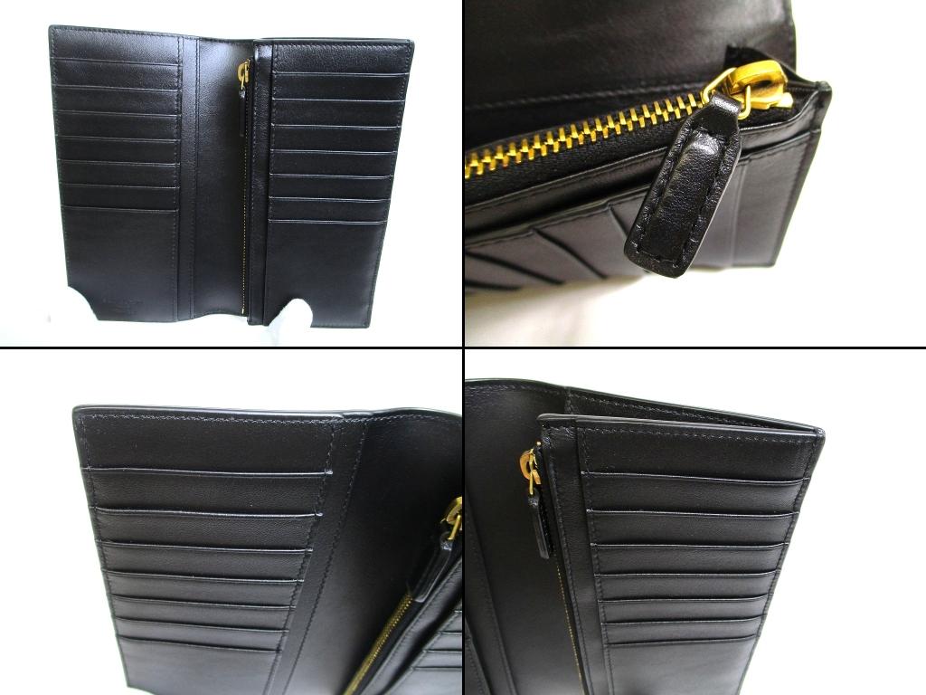 Authentic Saint Laurent YSL Black Leather Long Flap Wallet #b243 Seller refurbished