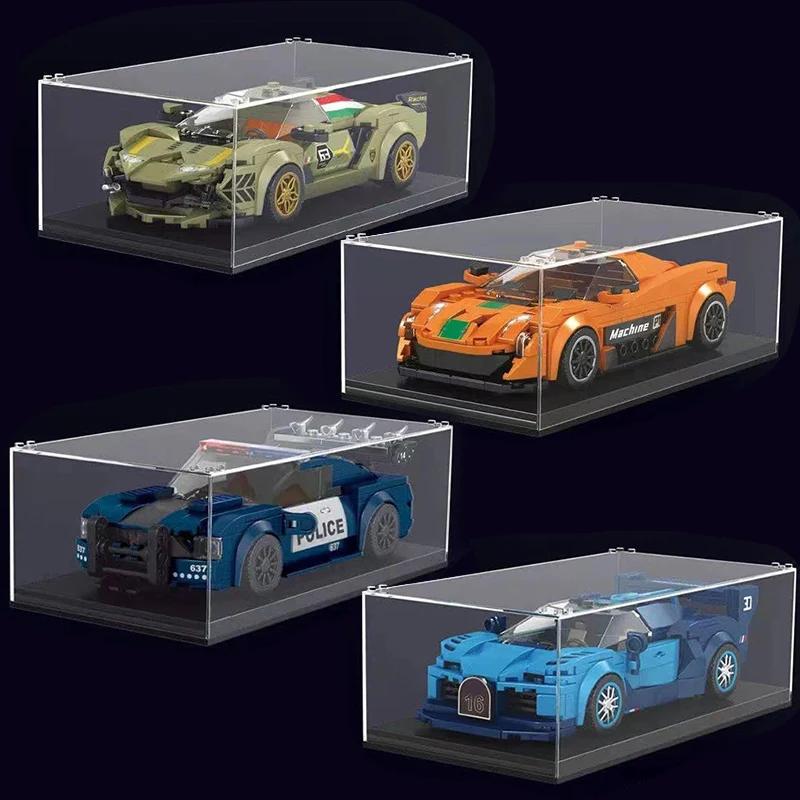 Caixa de Exibição Carro Veloz Recipiente Caixa de Armazenamento Modelo Caixa à Prova de Poeira Moc Diy Blocos de Construção Para 76914 76906 76900 BaseplateBrinquedos