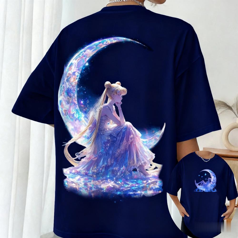 2026 Sailor Moon Anime Printed Women's Cotton Quality Short Sleeve T-Shirt Summer Oversized