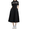 FILA Heritage Series Fashion Casual Comfortable Mid-Length Short Sleeve Dress Women dresses Black F11W528307F-BK