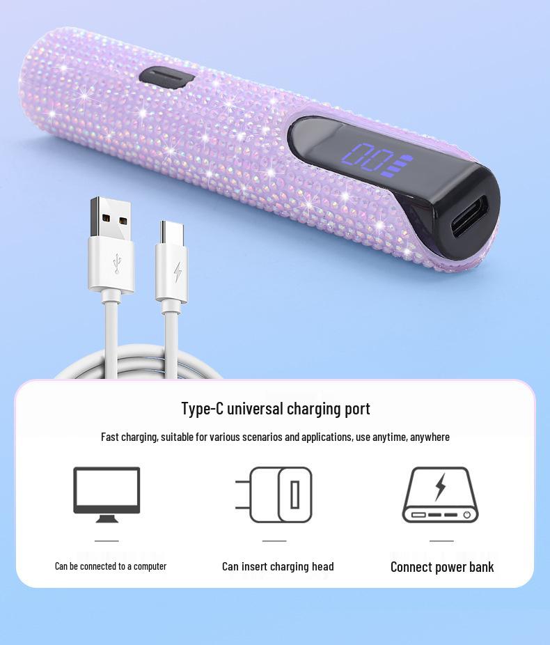 Portable Rechargeable Rhinestone Nail Art Phototherapy Lamp with Dual Light
