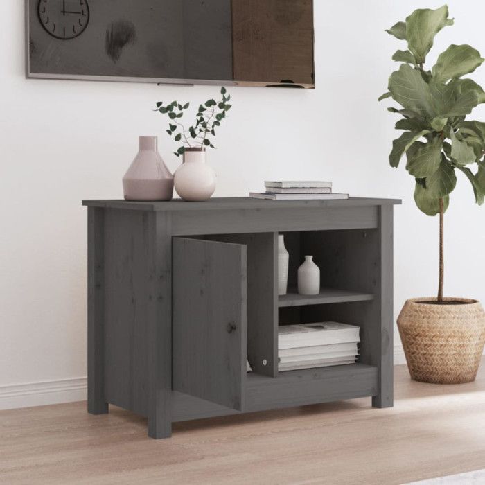 VidaXL Meuble TV Gris 70x36,5x52 cm Bois de pin massif 814581