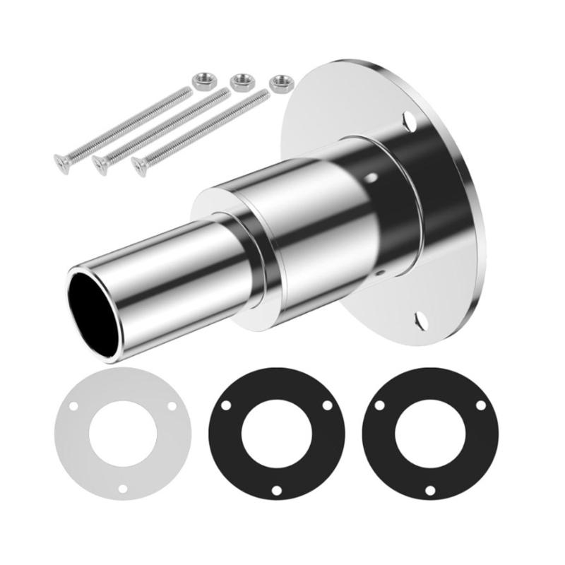 

Marine Grade 24mm Straight Exhaust Pipe Kit Crafted of Stainless Steel Thru Wall Tube Pipe Socket Hardware with 3 Screws 1