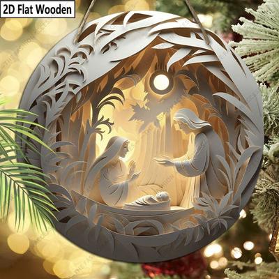 Holy Night Nativity Scene Pendant, Decoration of Home Walls or Doors, 2d Flat Wooden, Christmas Decoration, Gifts for Friends and Family