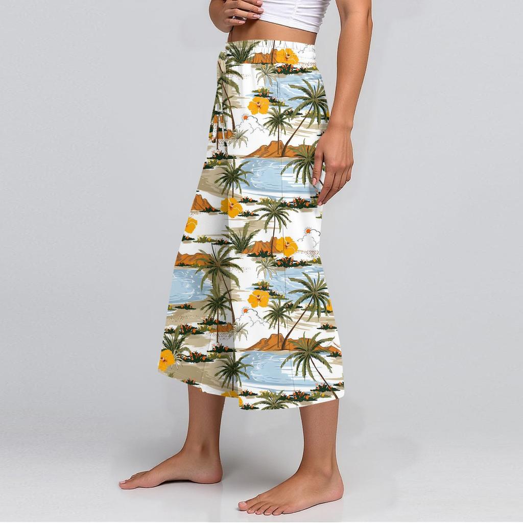 Pantalon d'été pour femme à taille haute, imprimé, décontracté, sportswear, pantalon court décontracté, pantalon ample