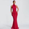 Elegant Halterneck Pleated Slim Fit Long Dress - Sexy Backless High Neck Banquet Gown (2026 Collection)