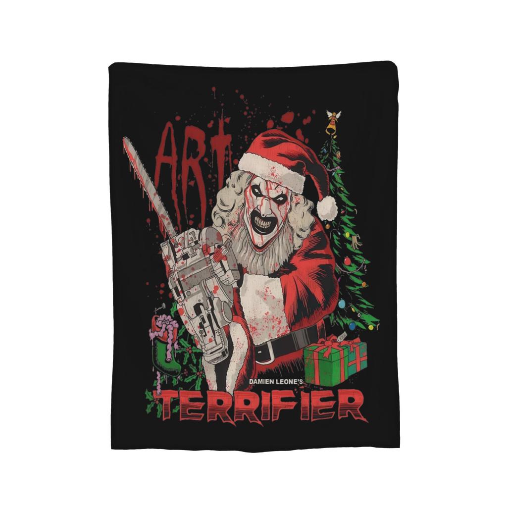 Poster von Terrifier 3 Weihnachtsdecke Fleece Weihnachten Halloween Kunst Der Clown Dünne Überwurfdecken für Sofa Outdoor Steppdecke