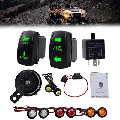 Universal Turn Signal Kit with Horn Reverse Hazard Light Flasher RelayFuse Wire Suitable for UTV ATV Golf SXS Waterproof