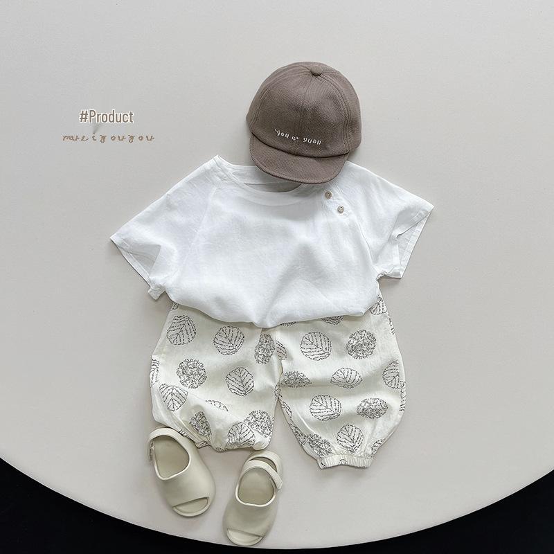 Children's Summer 2025 Cotton Linen Blouse - Korean & Japanese Style Short Sleeve T-shirt for Boys and Girls