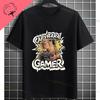 Funny Gamer Capybara Graphic Tshirt Cool Black Casual Tee With Fashion Glasses  Video Game Controller Design For All Seasons