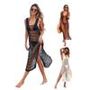 Cover Up Dress Square Collar Sleeveless Side Slit Hem Design Beach Cover Up Dress Quick-Drying Hollow Low-Cut Sexy Swimwear Cover Up