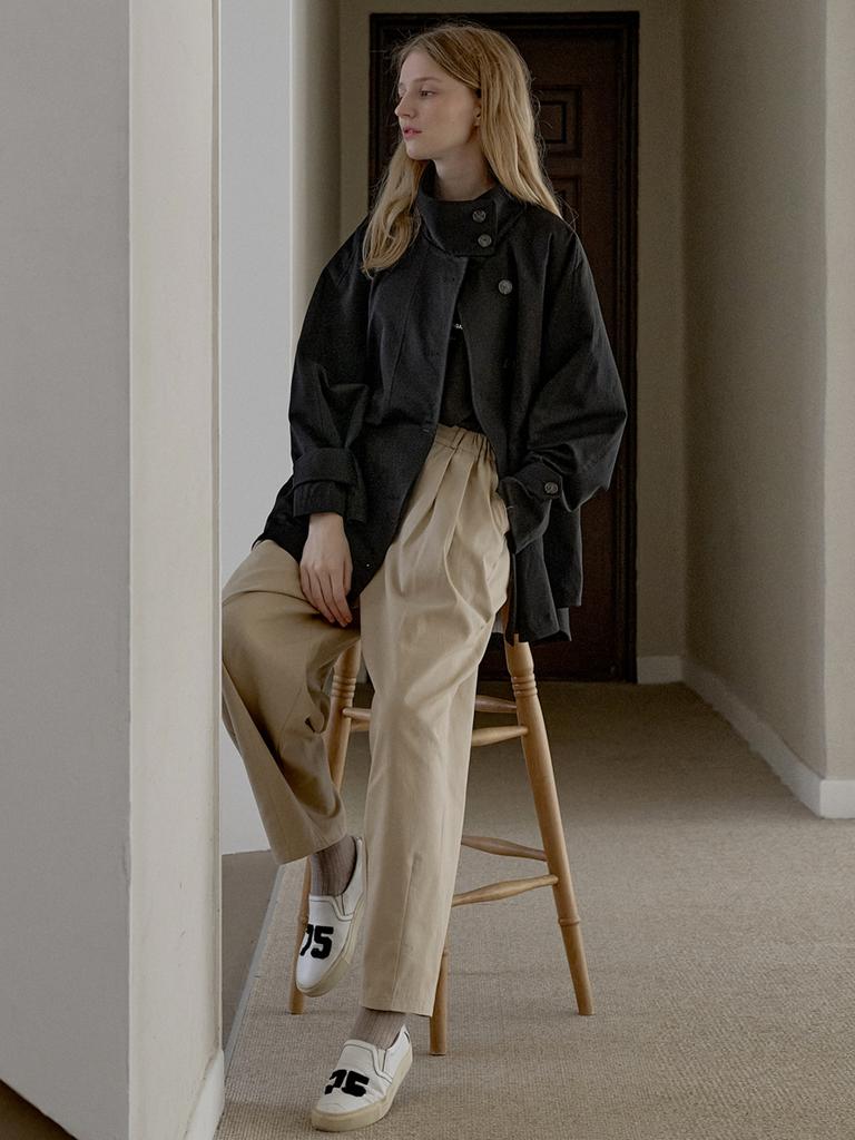 AVANT-G Cotton Banding Dart Baggy Pants - Beige