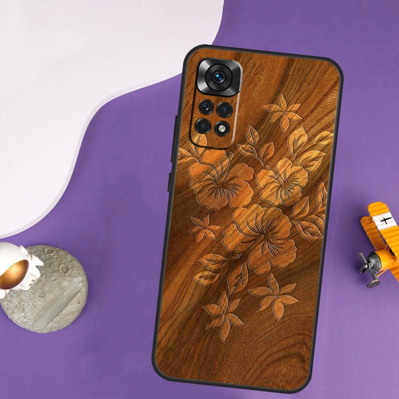 Hawaiian Faux Wood Surfboard Case For Xiaomi Redmi Note 13 14 Pro 12 9 10 11 Pro 10S 11S 12S Redmi 14C 13C 10C 12C Cover