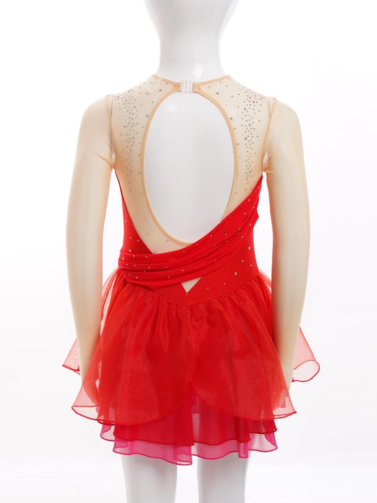Dívčí kostým na krasobruslení Lyrický Balet Taneční Výstřih Šaty na zádech Třpytivé kamínky Moderní Lyrické Dancewear