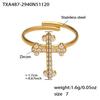 Qiong Yao 5A Zirconia Cross Jewelry Set: 18K Gold-Plated Earrings, Bracelet, Ring, Pendant, and Clavicle Chain