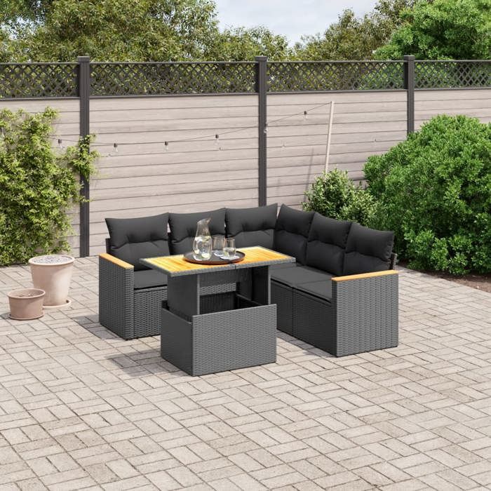 VidaXL Garden Lounge Set with Cushions 6 Pcs, Patio Sofas, Patio Furniture Set, Outdoor Furniture, Black 3273071