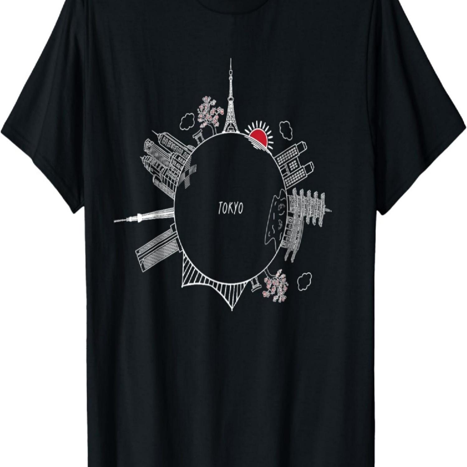 Family Heritage Gifts Tokyo Japan Tiny Planet Landmarks & Cherry Blossoms Unisex-Adult T-Shirt S