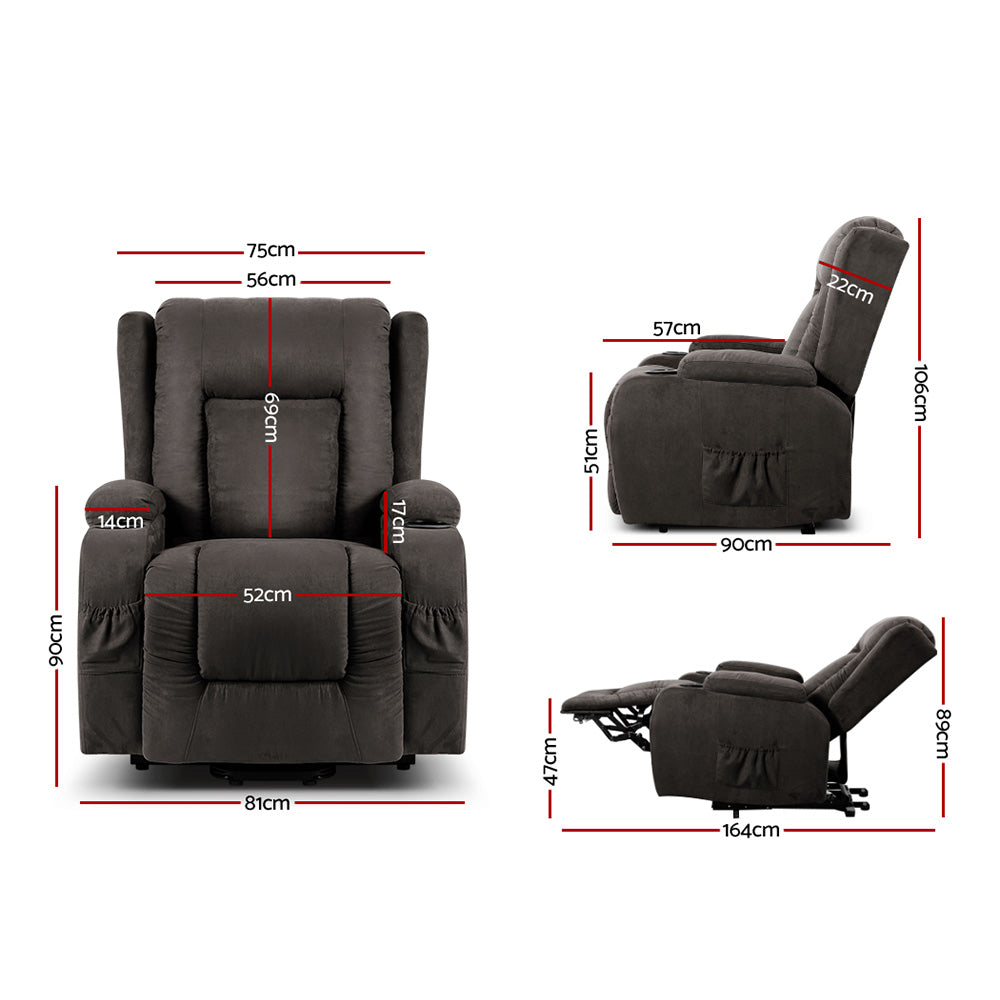 Electric Massage Chairs Artiss Electric Recliner Chair Lift Heated Massage Chairs Fabric Lounge Sofa