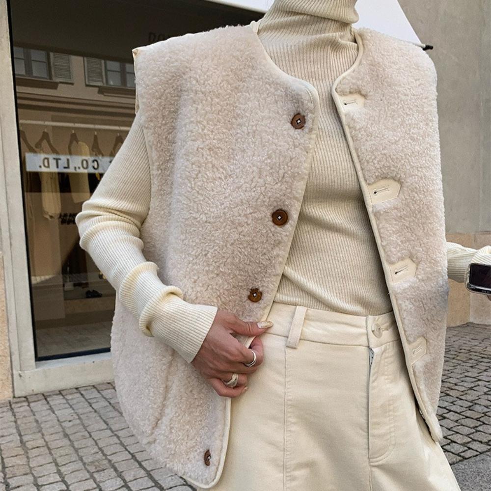 Autumn and Winter Fashionable Warm Simple Comfortable Versatile Double-sided Two-wear Women's Vest