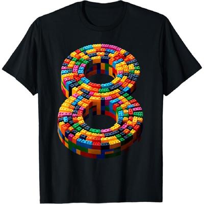 8 Year Old Blocks Building Master Builder 8th Birthday Boy T-Shirt