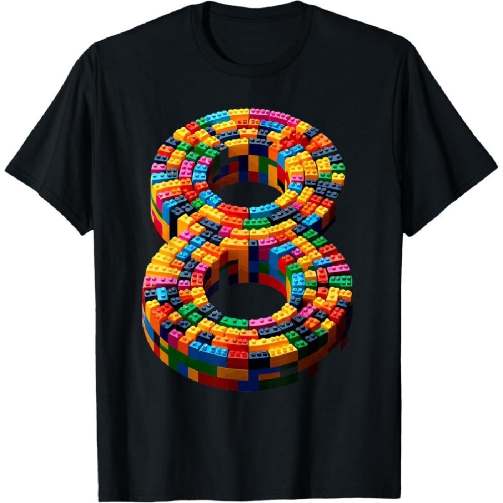 

8 Year Old Blocks Building Master Builder 8th Birthday Boy T-Shirt XXXXXL