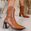 Pointed Toe Women Ankle Boots Thick Heel Women Modern Short Booties Fashion Elegant Soft Leather Shoes Fashion Outdoor Shoes