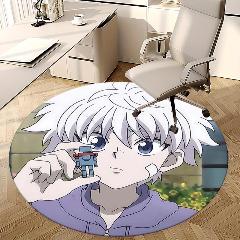 1pc Anime Robot Design Round Carpet  Office Chair Mat, NonSlip Rug for Home Decor, Seasonal Gift, Suitable for Office, Living Room