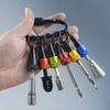 6pcs/Set 1/4 Inch Hex Shank Screwdriver Bits Holder Keychain Extension Rod Key Chain Adapter Drill Bit Holder Portable Hand Tool