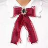 Women's Yarn Satin Large Bow Tie Lolita Fashion Shirt Dress Accessories Collar Flower Luxury Rhinestone Bowtie Gifts for Women
