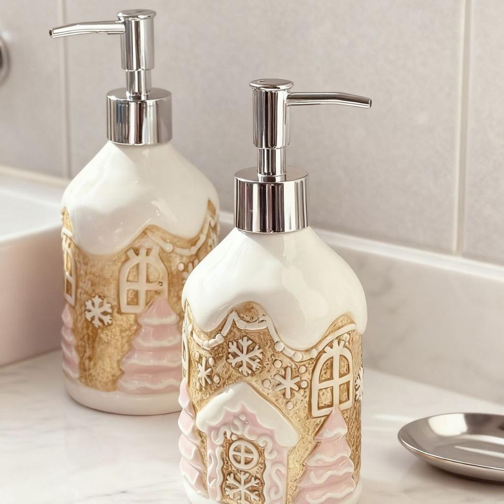 Cute teddy bear bath bottle hand sanitizer bottle creative home ceramic packaging container hand-painted underglaze color