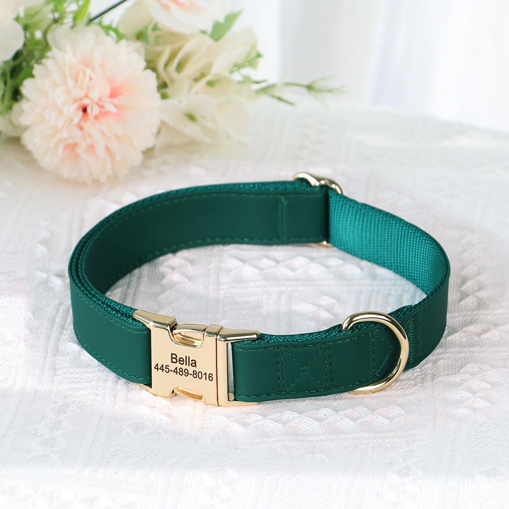 Custom Dog Collar Free Engraved Pet ID Collars PU Leather Dogs Necklace Soft for Small Medium Large Dogs Chihuahua Adjustable
