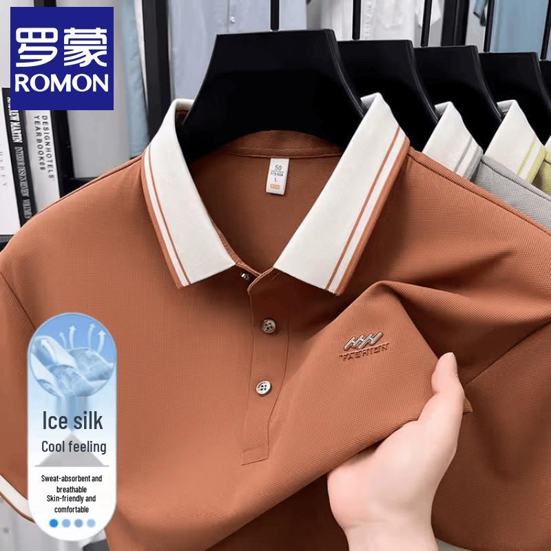 Romon Men s Ice Silk Short Sleeve Polo Shirt 2XL