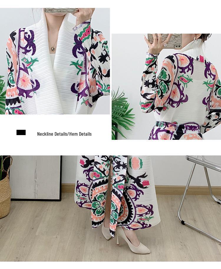 Plus Size White Turkish Print Abaya Cardigan for Women