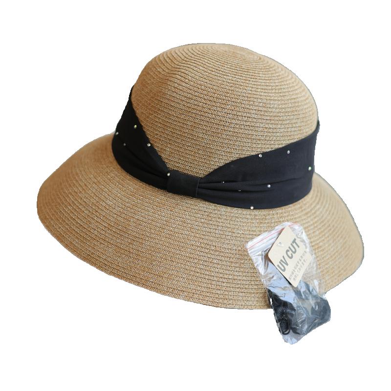 Sun Hat Women's Summer Enlarged and Widened Sun Protection Hat Travel Vacation Lampshade Straw Hat Travel Fine Grass Hat